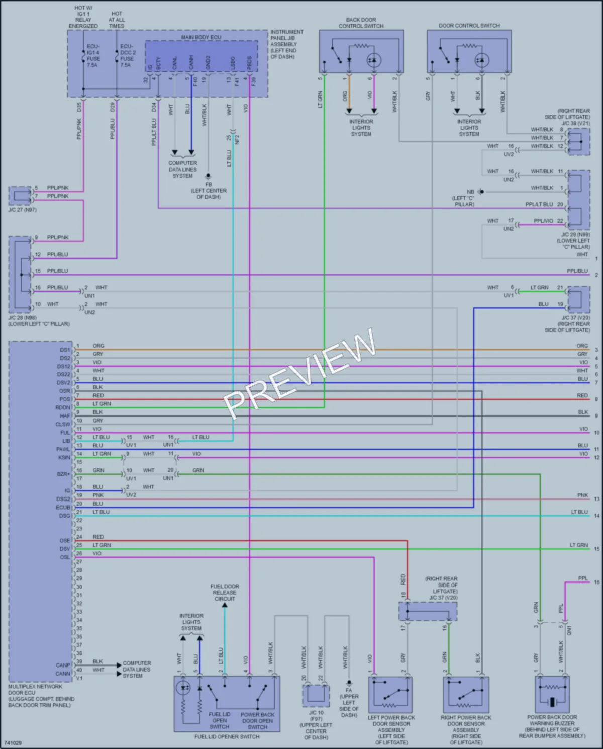 2021 Lexus UX250h Trunk Tailgate Fuel Door wiring diagram preview