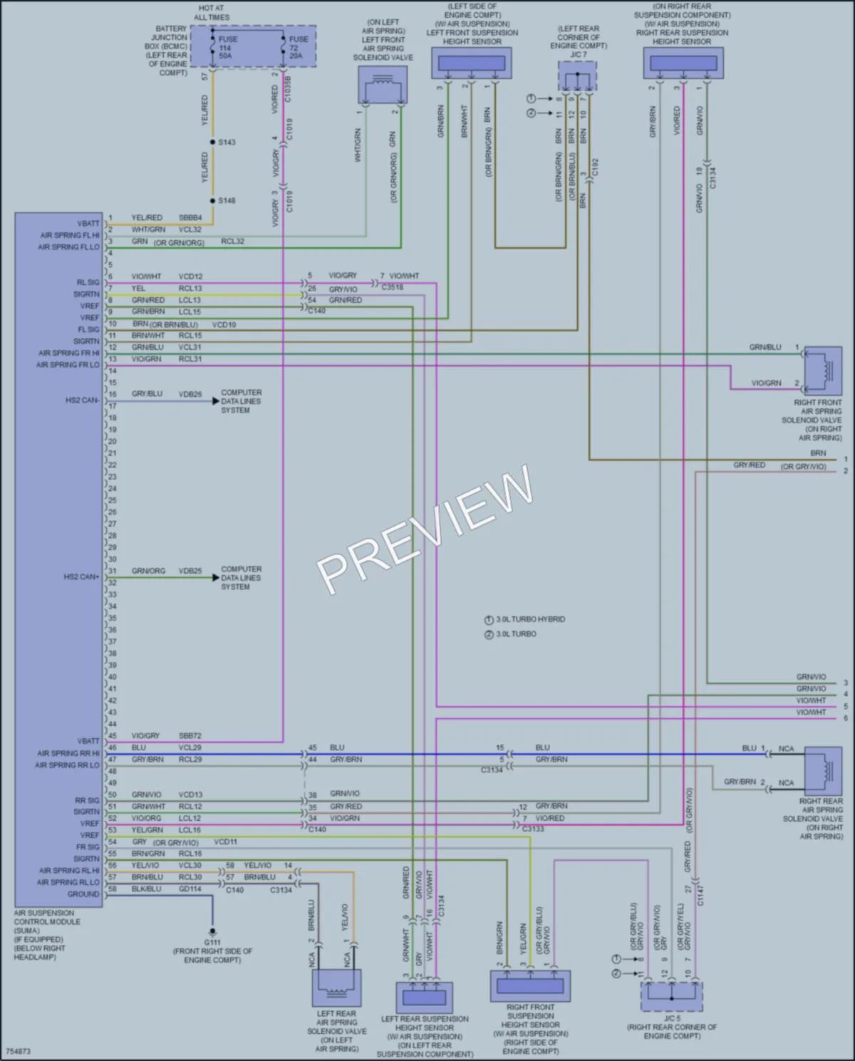 2021 Lincoln Aviator Electronic Suspension wiring diagram preview
