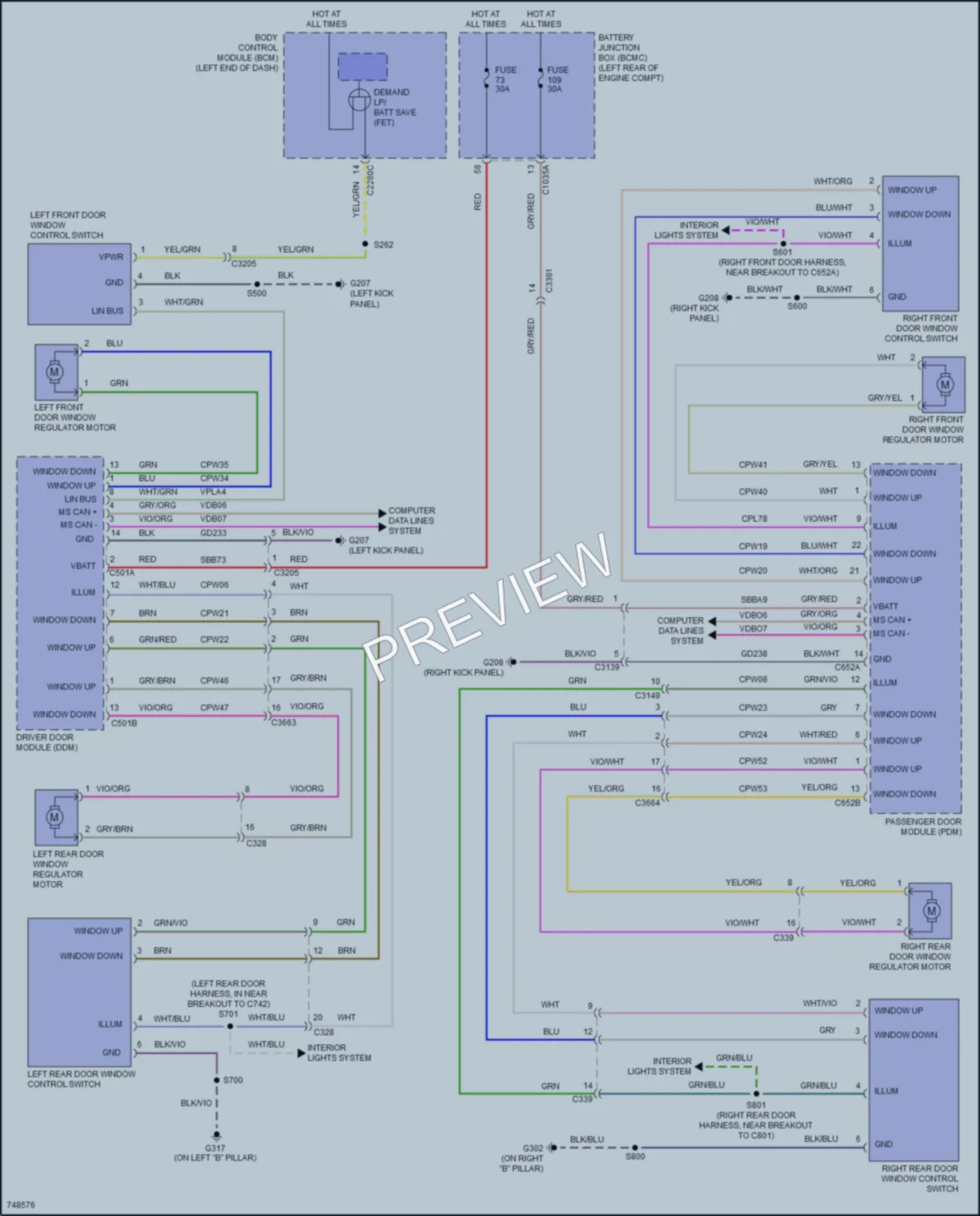 2021 Lincoln Aviator Power Windows wiring diagram preview