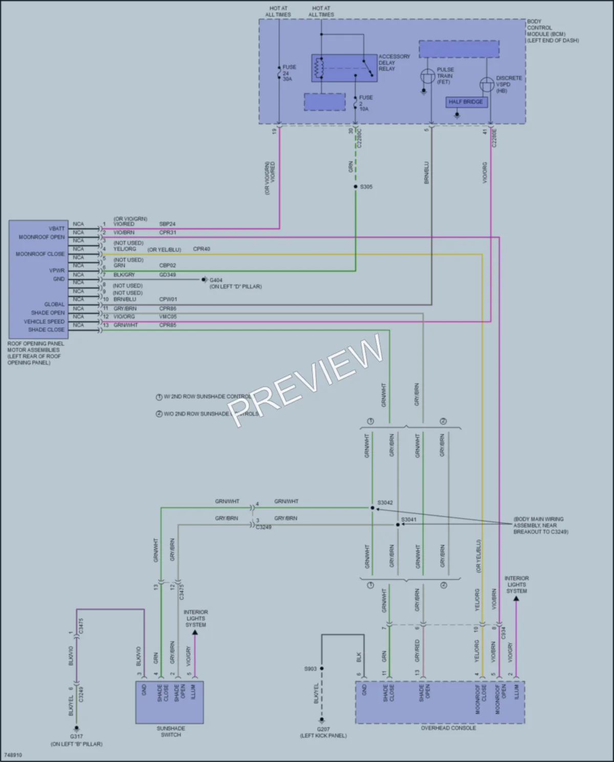 2021 Lincoln AviatorPlugIn Power Top Sunroof wiring diagram preview