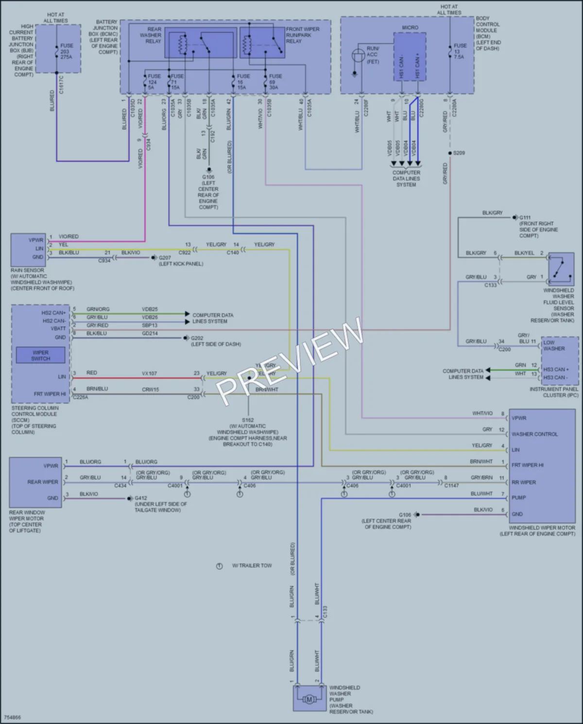 2021 Lincoln AviatorPlugIn Wiper Washer wiring diagram preview