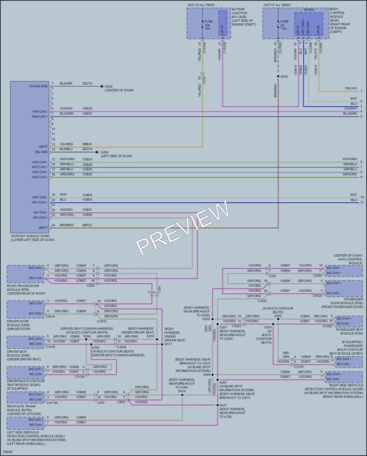 2021 Lincoln Corsair Computer Data Lines wiring diagram preview