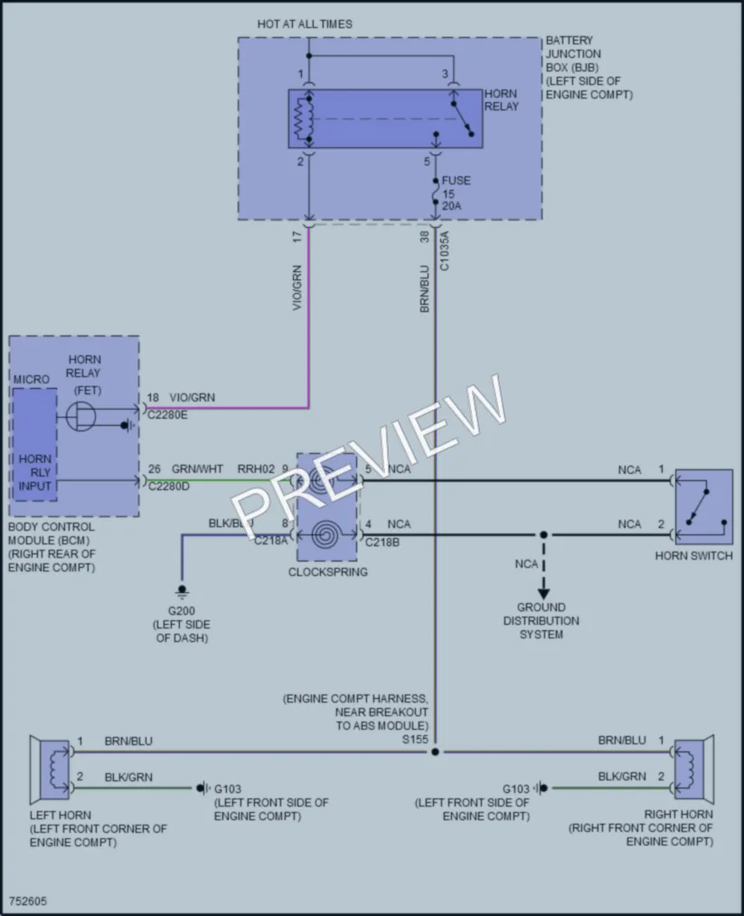 2021 Lincoln Corsair Horn wiring diagram preview