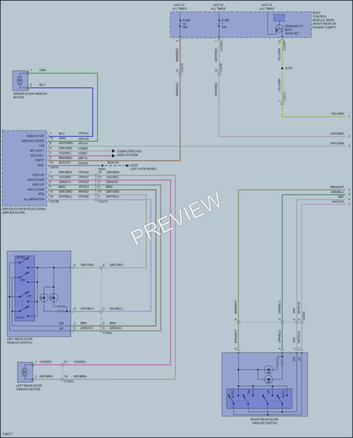 2021 Lincoln Corsair Power Windows wiring diagram preview