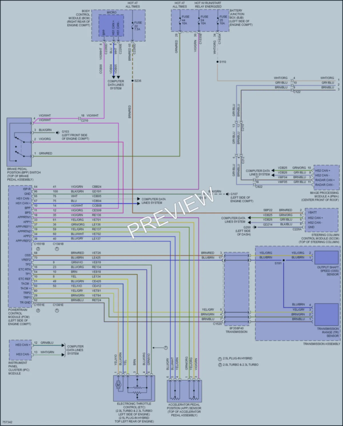 2021 Lincoln CorsairPlugIn Cruise Control wiring diagram preview