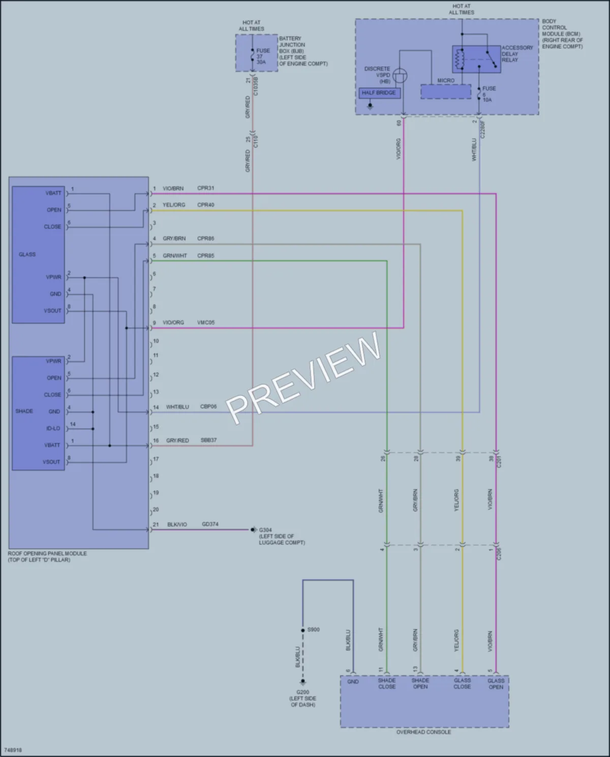 2021 Lincoln CorsairPlugIn Power Top Sunroof wiring diagram preview