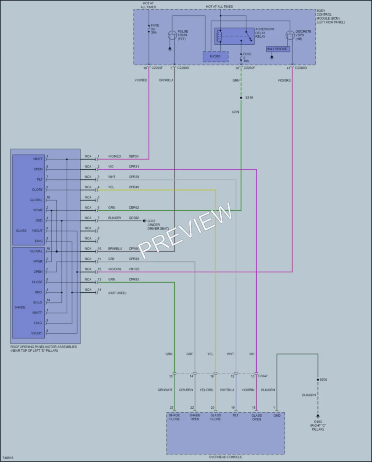 2021 Lincoln Nautilus Power Top Sunroof wiring diagram preview