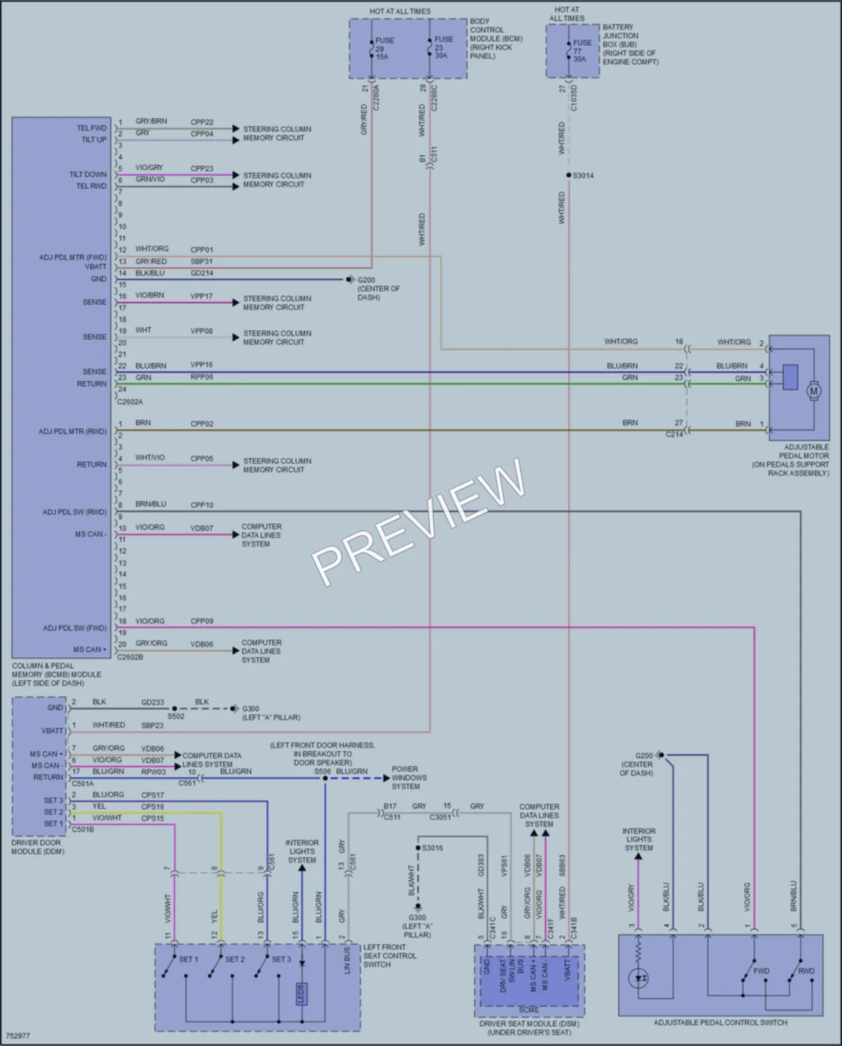 2021 Lincoln Navigator Memory Systems wiring diagram preview