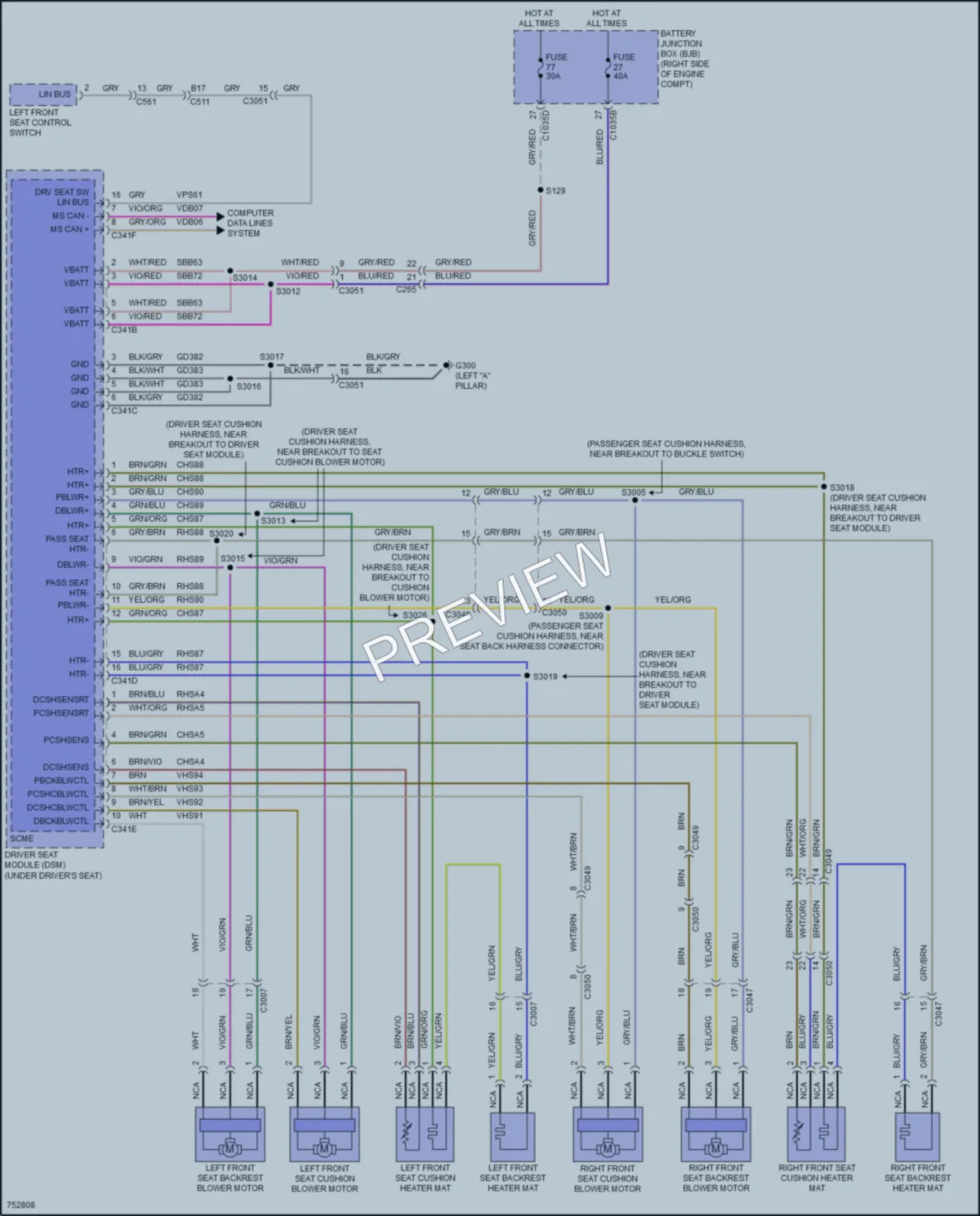 2021 Lincoln Navigator Power Seats wiring diagram preview