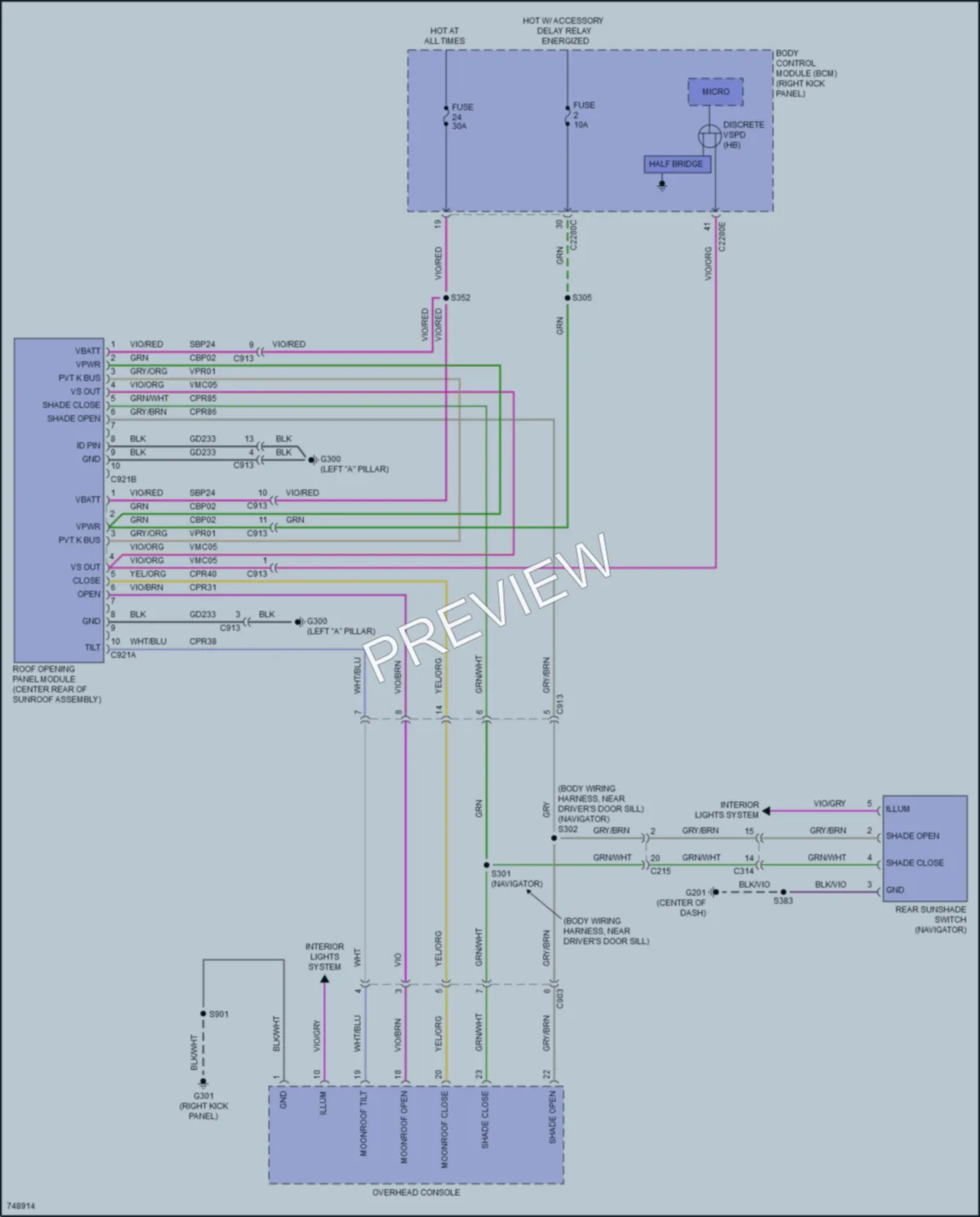 2021 Lincoln NavigatorL Power Top Sunroof wiring diagram preview