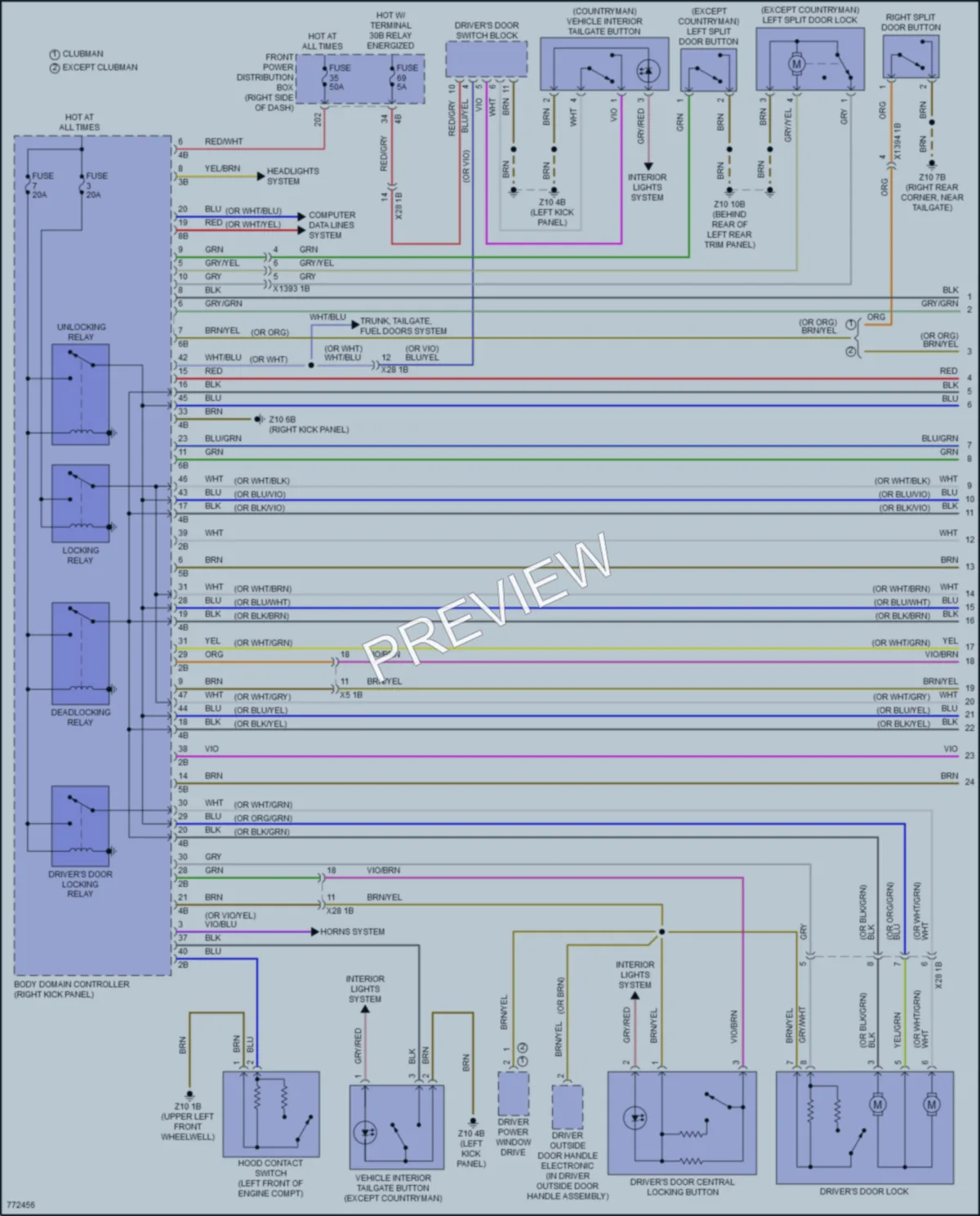 2021 MINI CooperClubman Power Door Locks wiring diagram preview