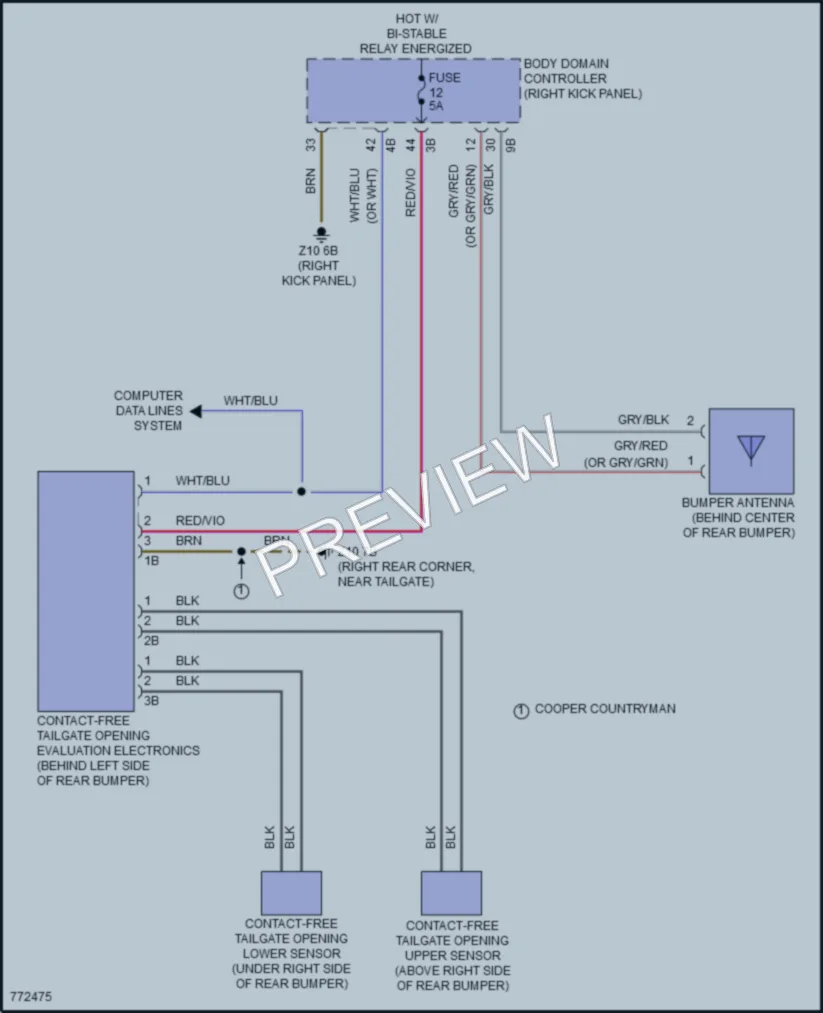 2021 MINI CooperClubman Trunk Tailgate Fuel Door wiring diagram preview