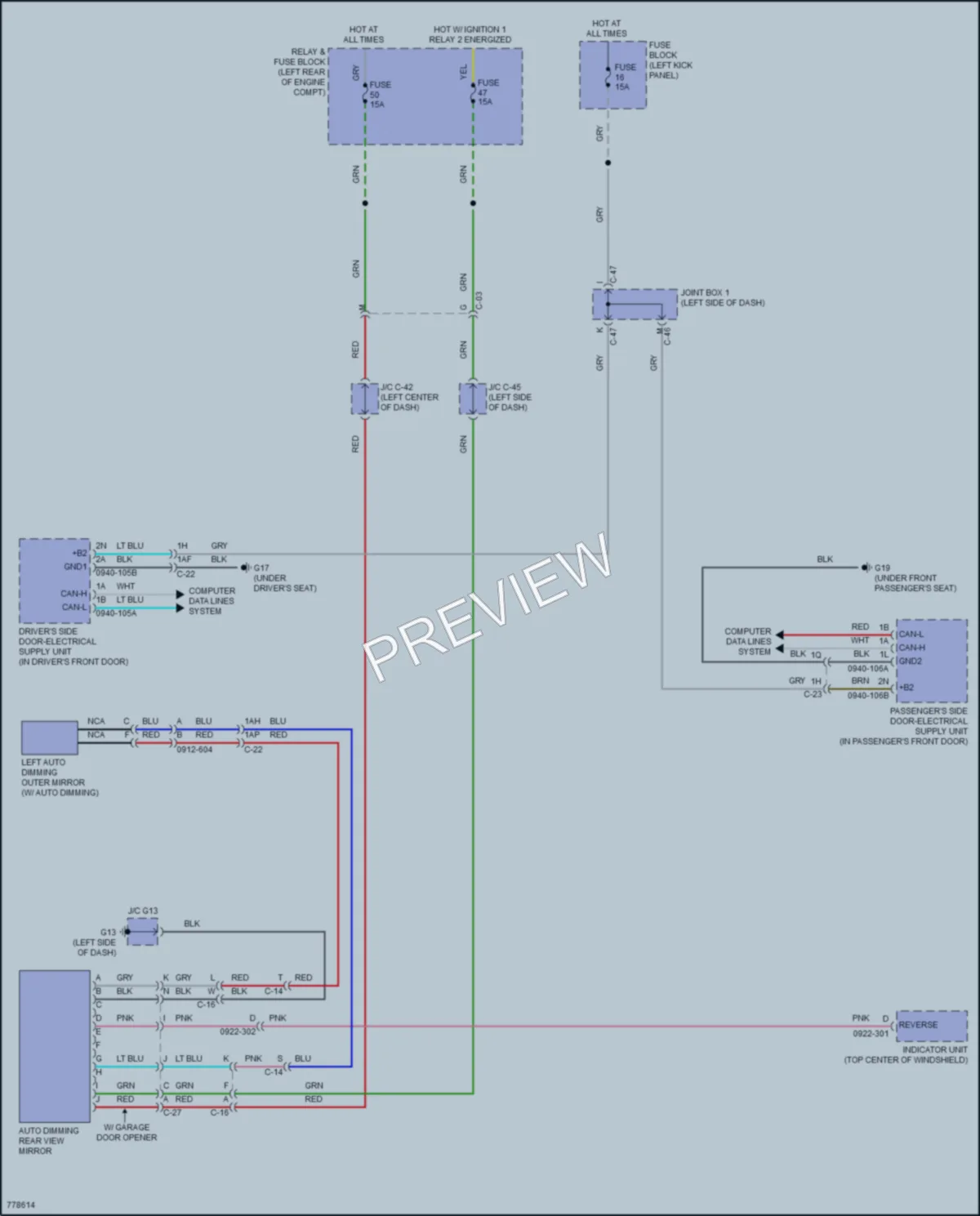 2021 Mazda 3 Power Mirrors wiring diagram preview