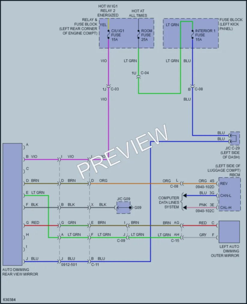 2021 Mazda 6 Power Mirrors wiring diagram preview