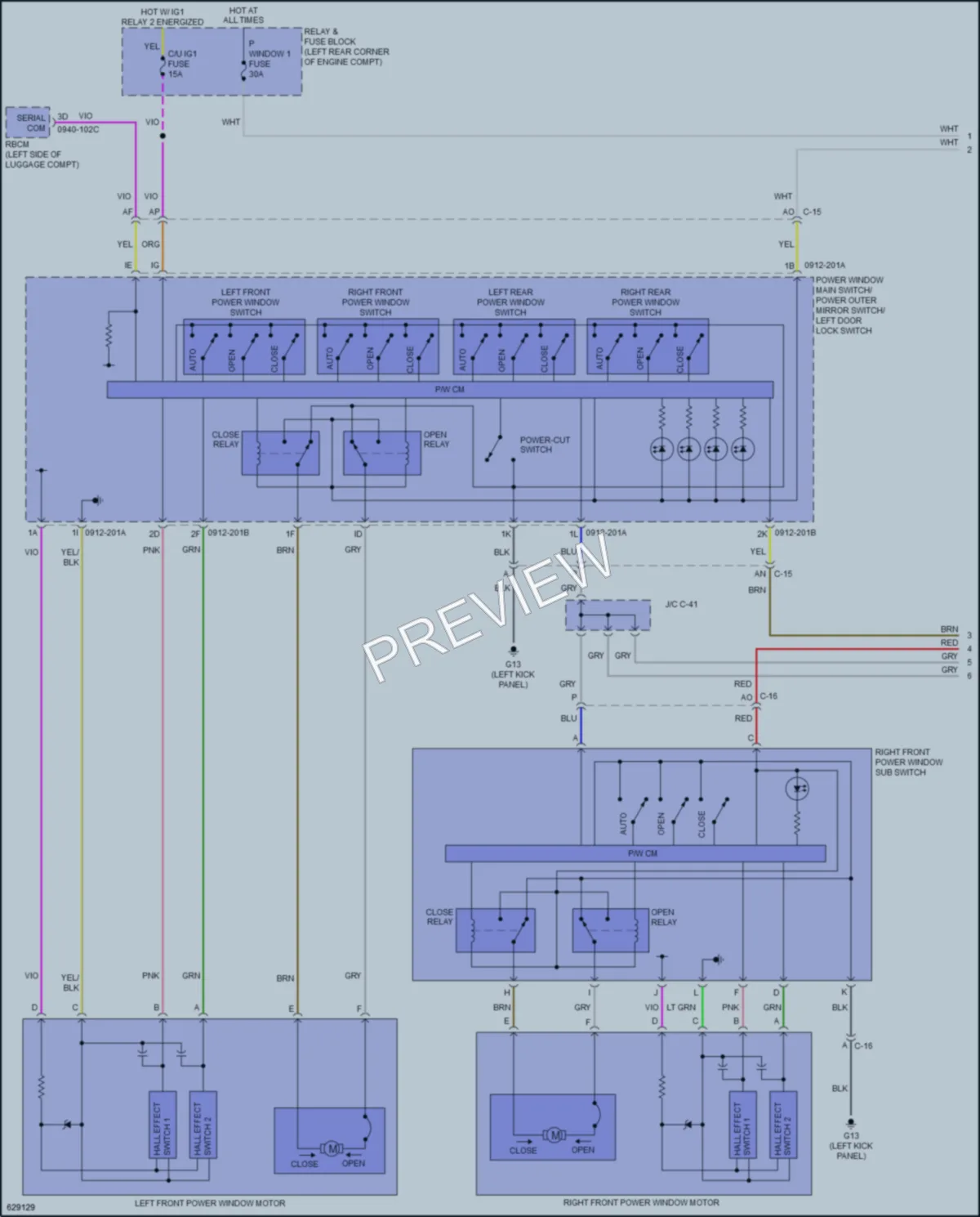 2021 Mazda 6 Power Windows wiring diagram preview