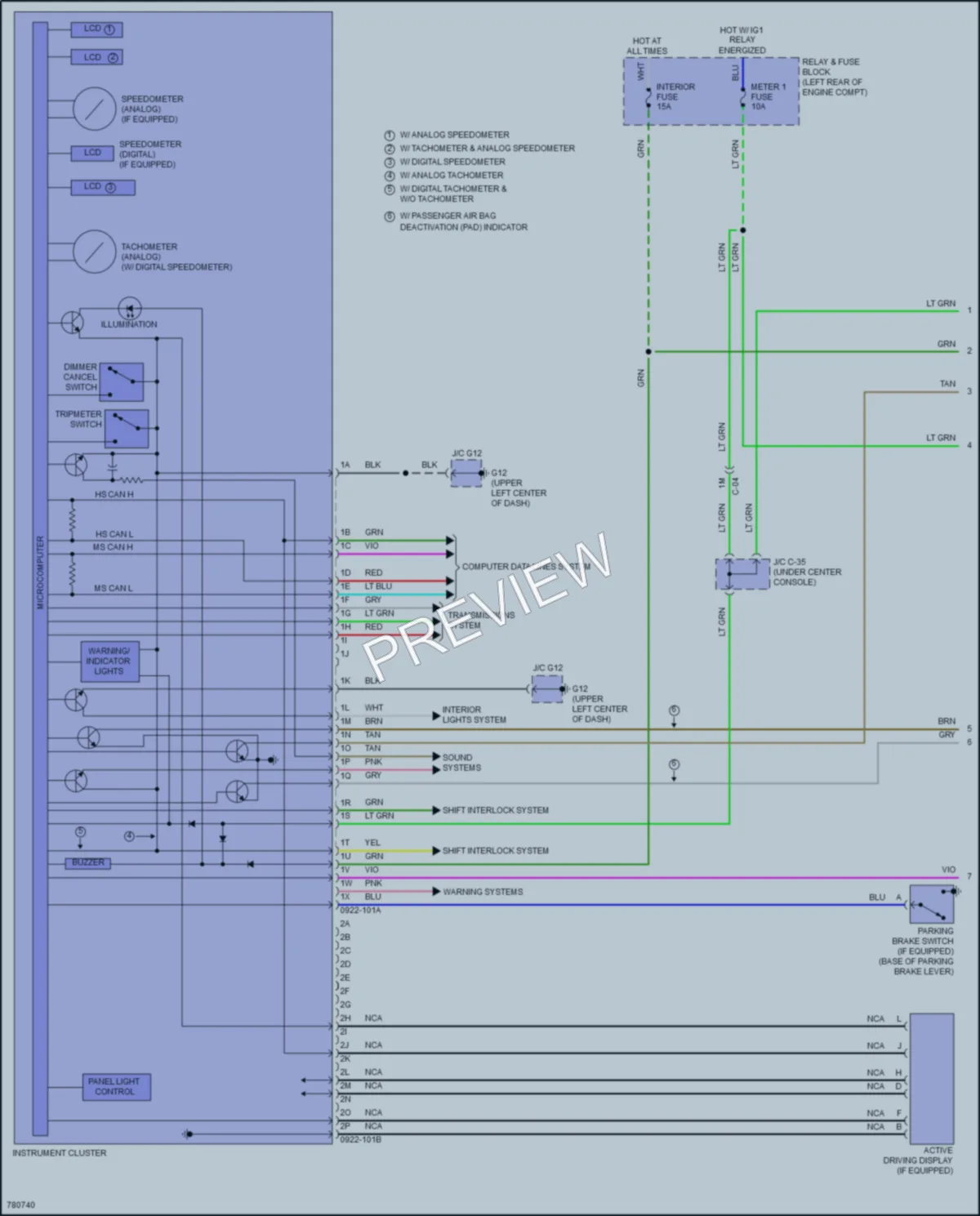 2021 Mazda CX3 Instrument Cluster wiring diagram preview