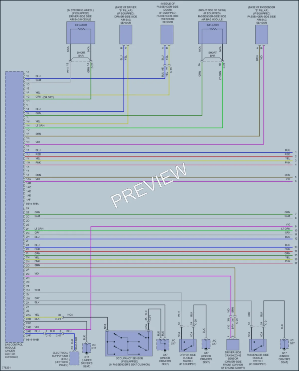 2021 Mazda CX3 Supplemental Restraints wiring diagram preview
