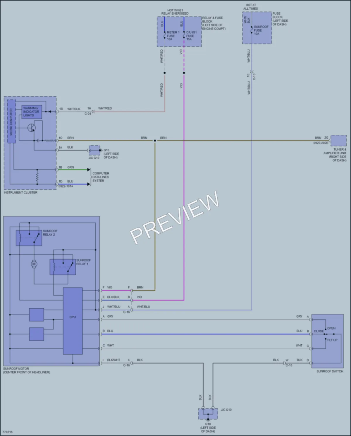 2021 Mazda CX9 Power Top Sunroof wiring diagram preview
