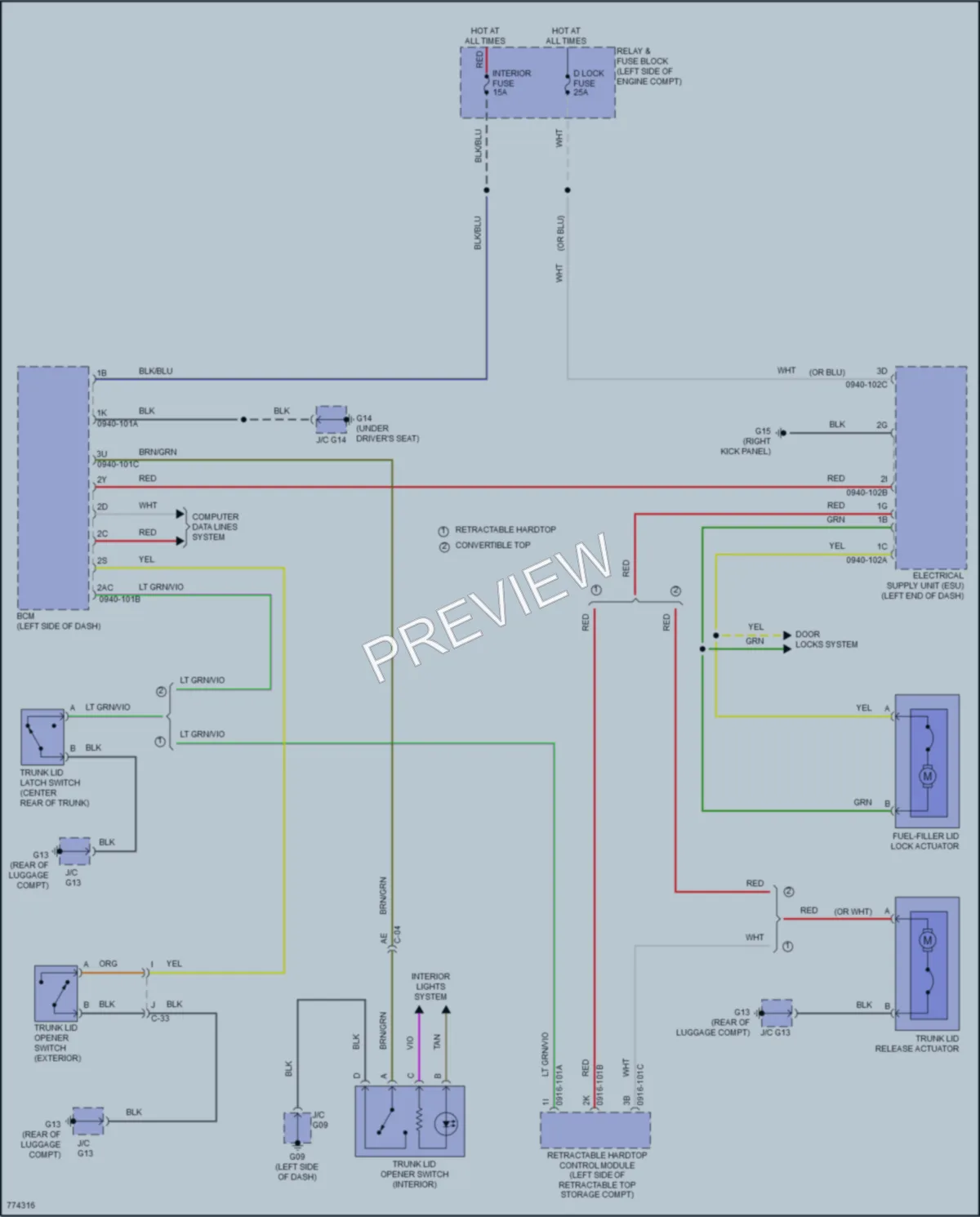 2021 Mazda MX5Miata Trunk Tailgate Fuel Door wiring diagram preview