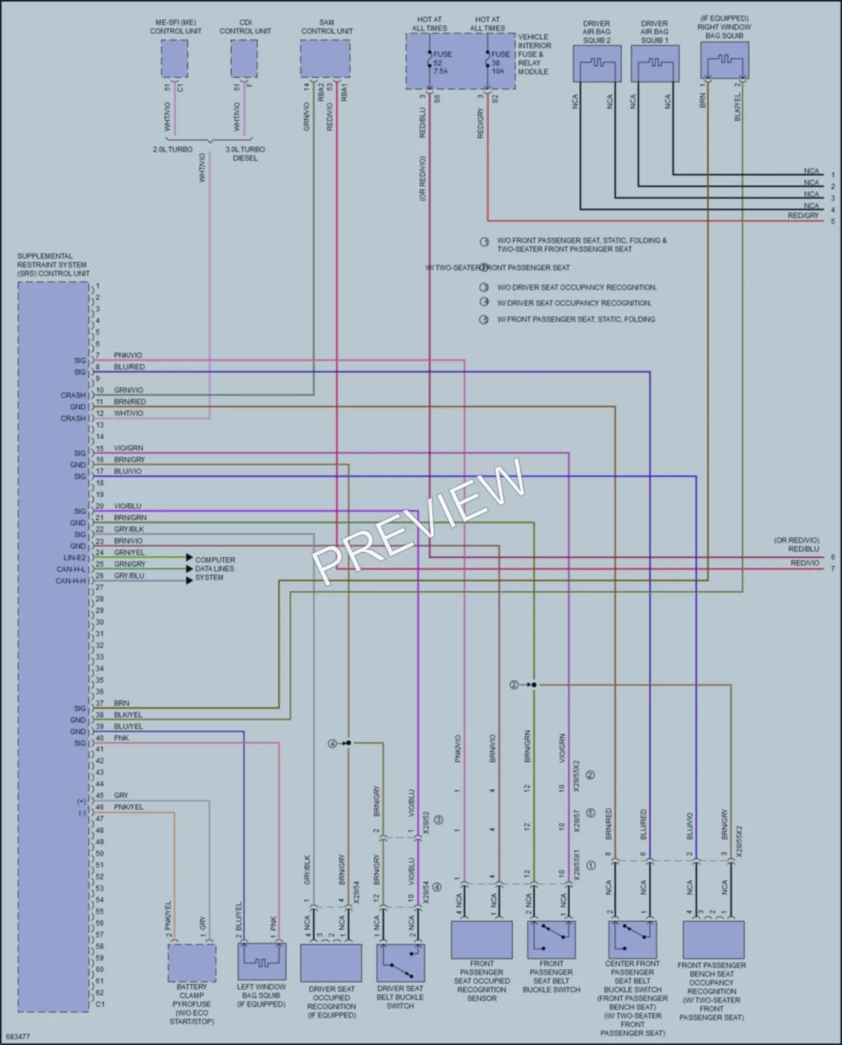 2021 MercedesBenz 1500Sprinter Supplemental Restraints wiring diagram preview