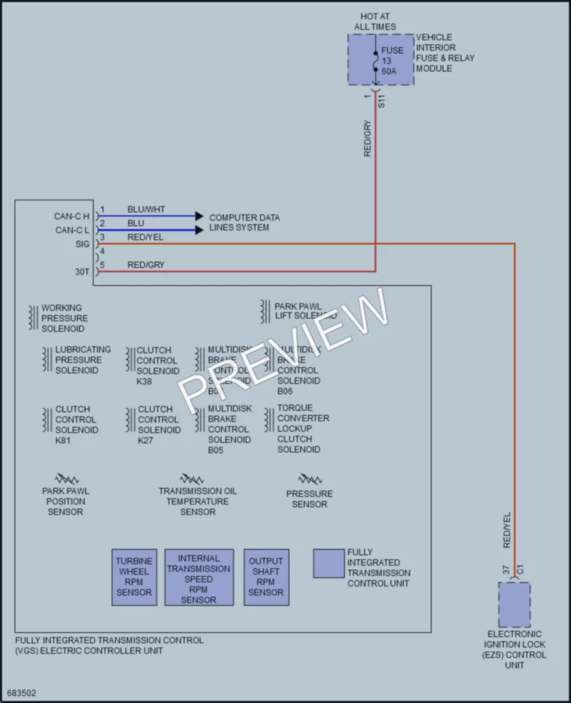 2021 MercedesBenz 1500Sprinter Transmission wiring diagram preview
