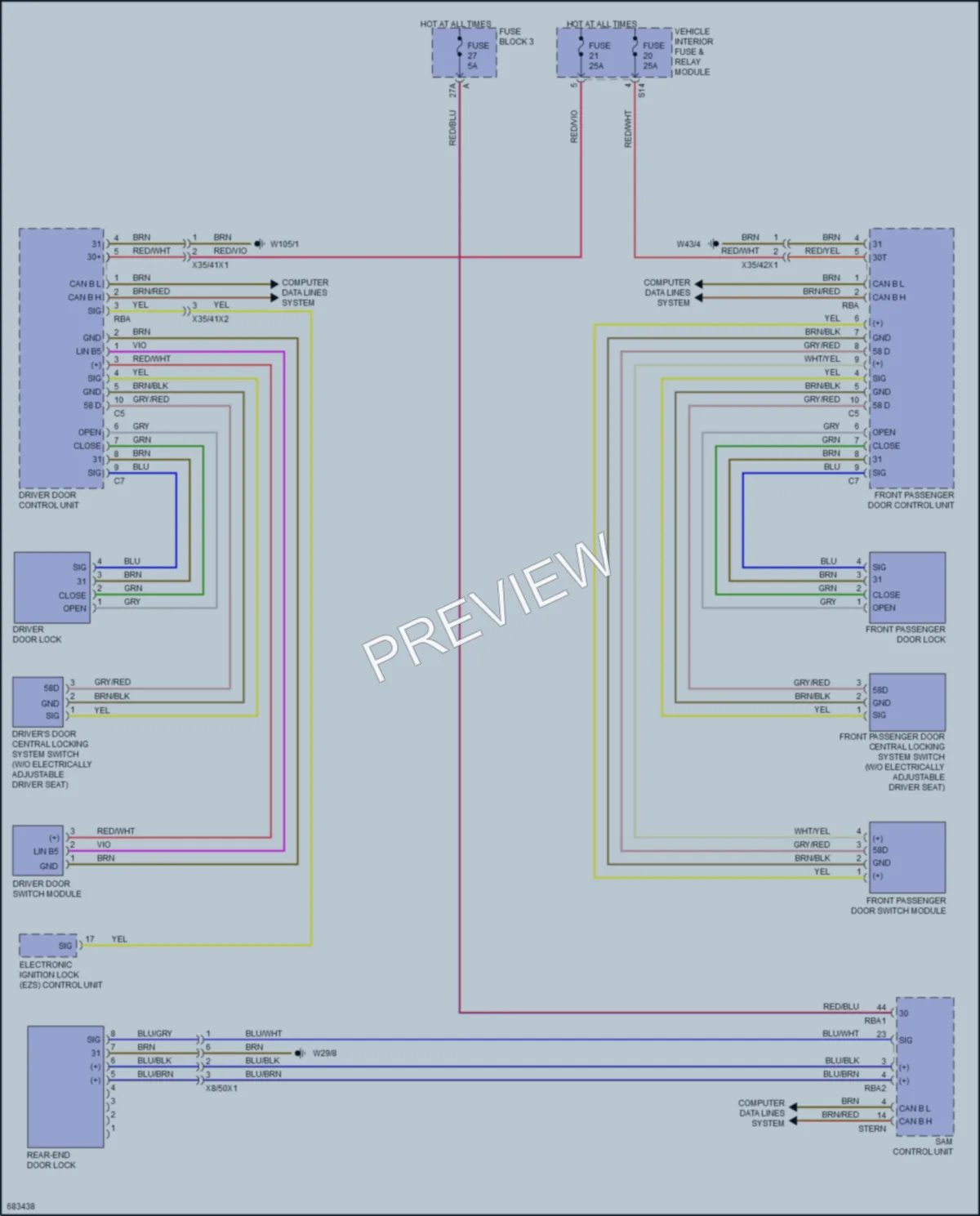 2021 MercedesBenz 2500Sprinter Power Door Locks wiring diagram preview