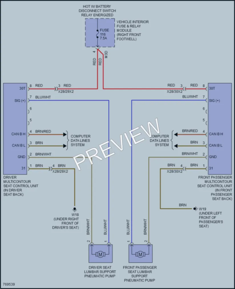 2021 MercedesBenz A220 Power Seats wiring diagram preview