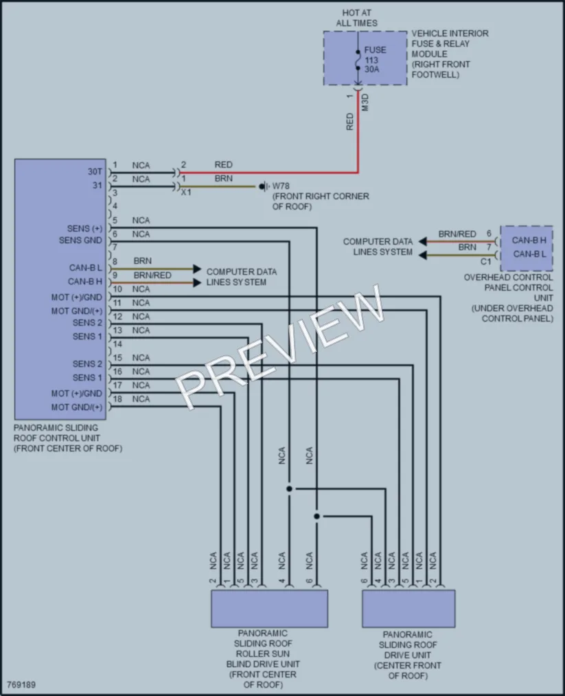2021 MercedesBenz A220 Power Top Sunroof wiring diagram preview