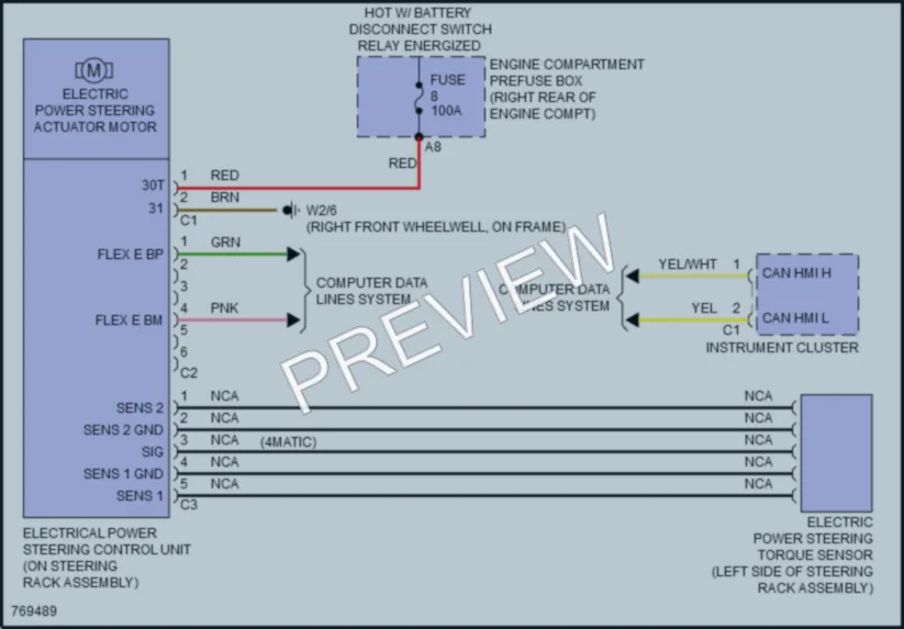 2021 MercedesBenz C300 Electronic Power Steering wiring diagram preview