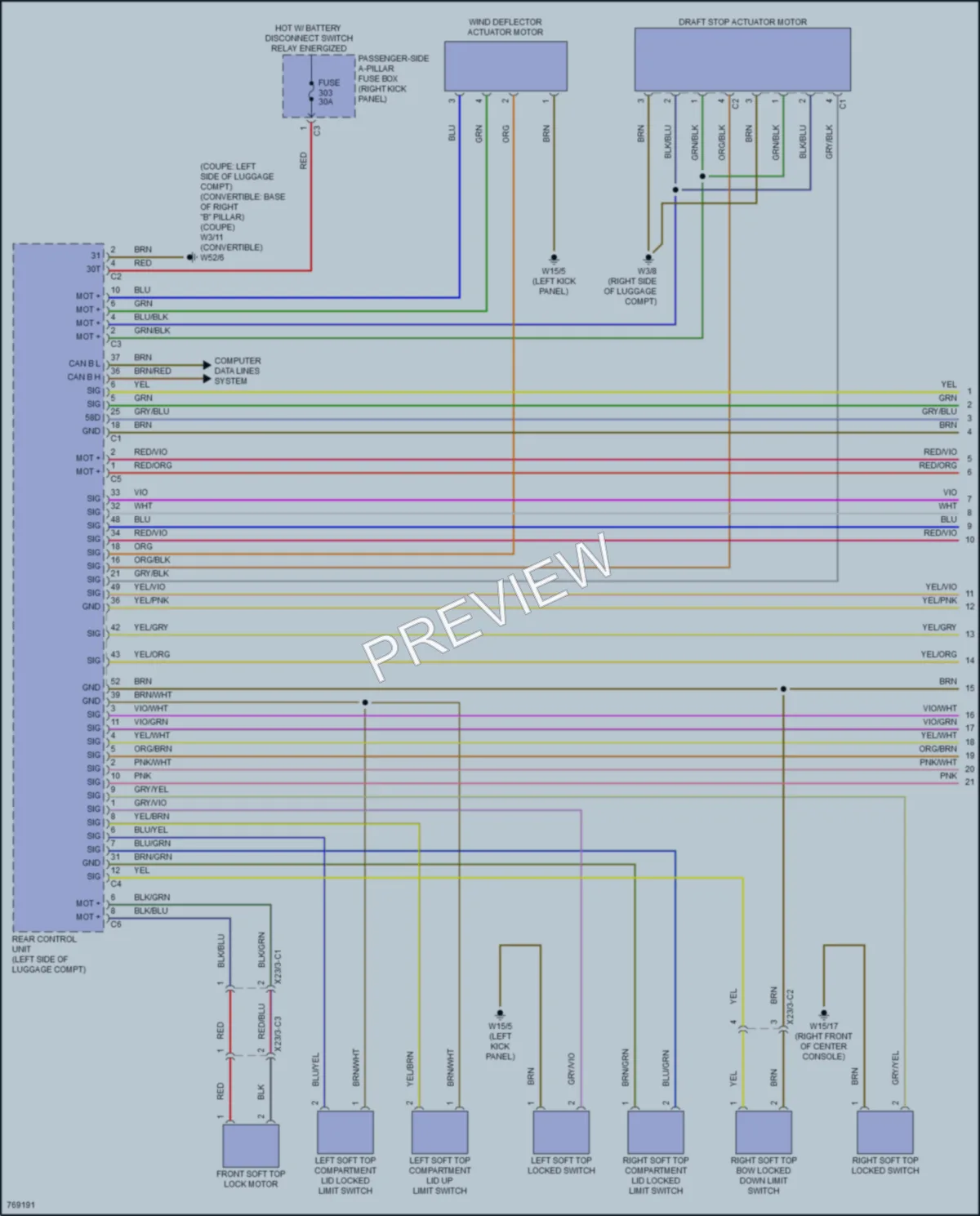 2021 MercedesBenz C300 Power Top Sunroof wiring diagram preview