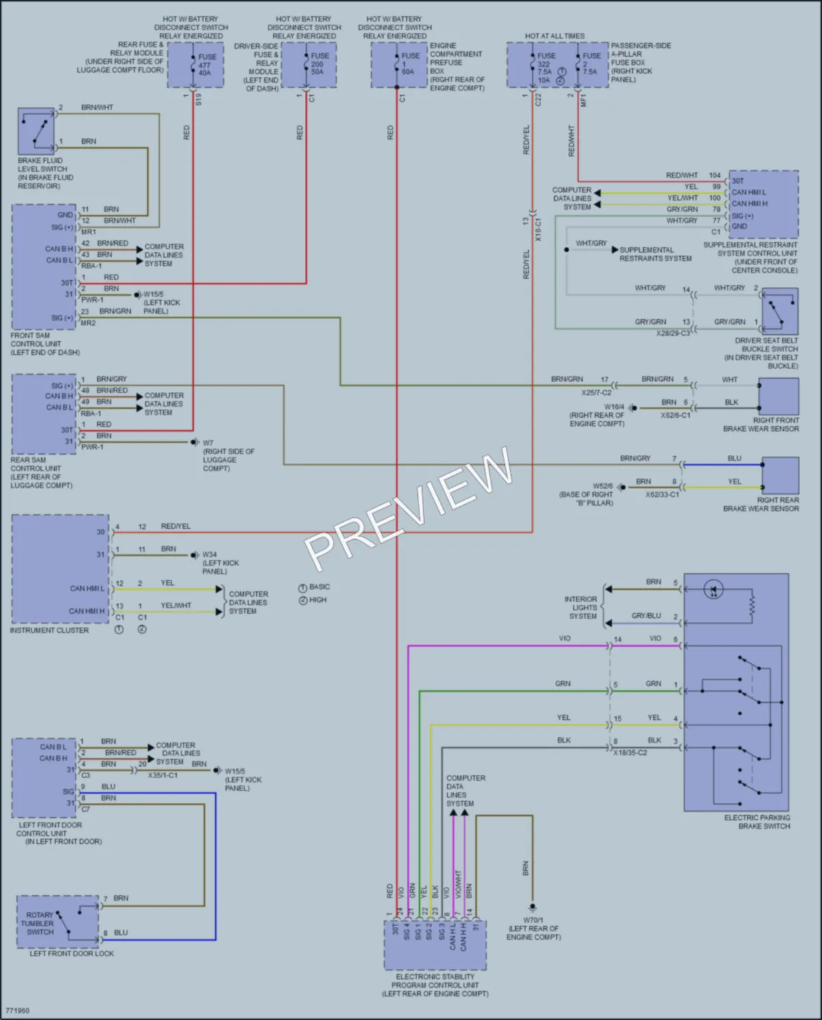 2021 MercedesBenz C300 Warning Systems wiring diagram preview
