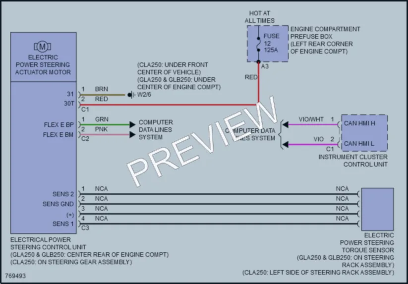 2021 MercedesBenz CLA250 Electronic Power Steering wiring diagram preview