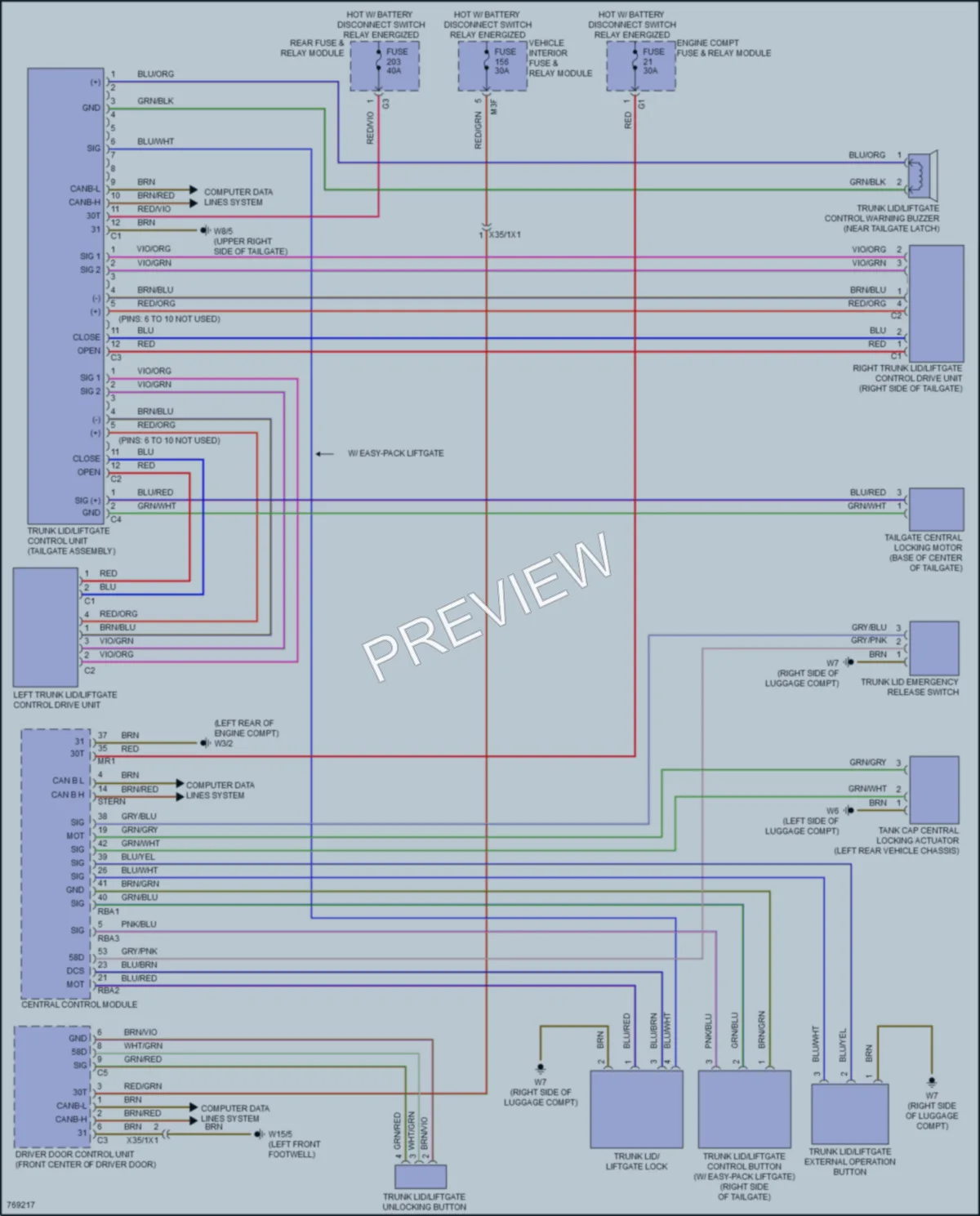 2021 MercedesBenz CLA250 Trunk Tailgate Fuel Door wiring diagram preview