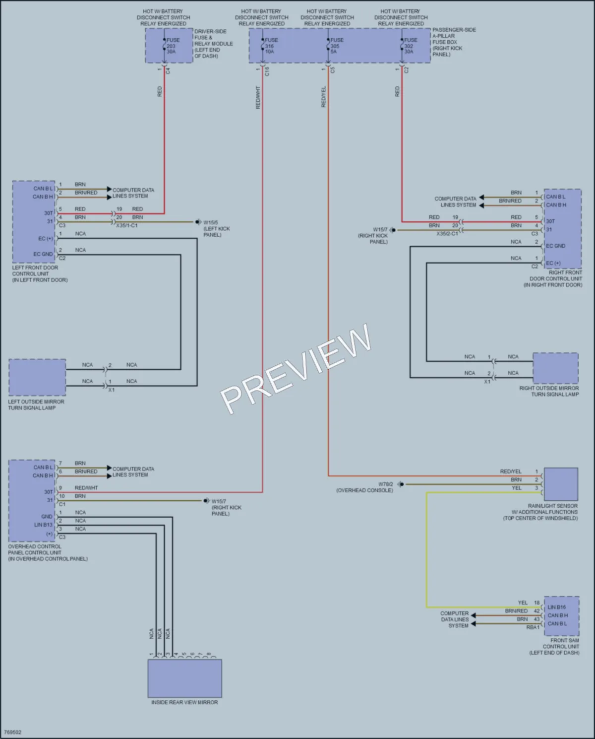 2021 MercedesBenz CLS450 Power Mirrors wiring diagram preview