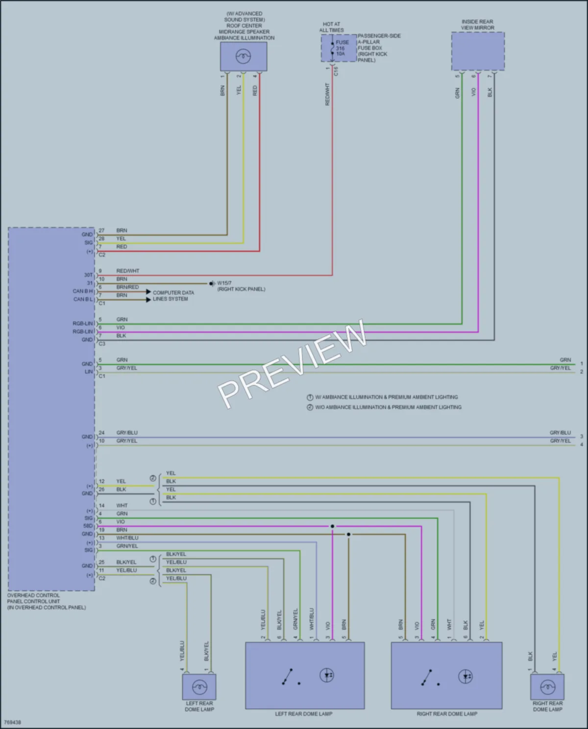 2021 MercedesBenz E350 Interior Lights wiring diagram preview