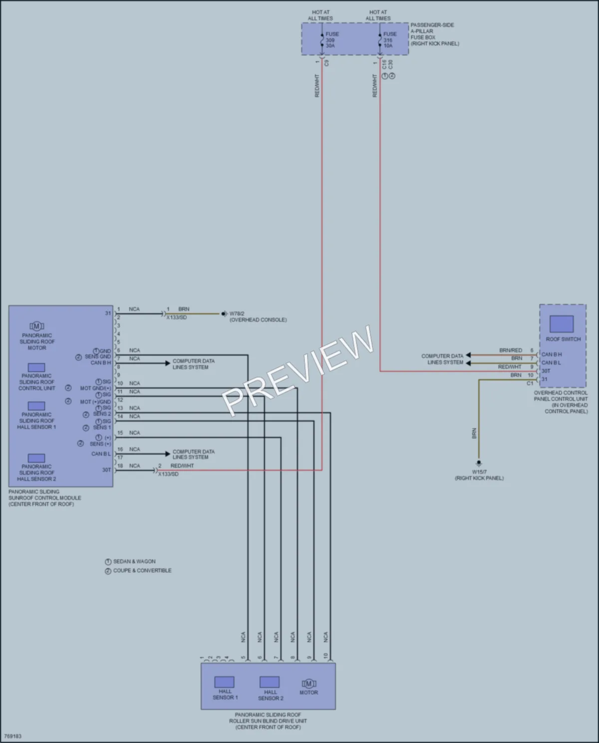 2021 MercedesBenz E350 Power Top Sunroof wiring diagram preview