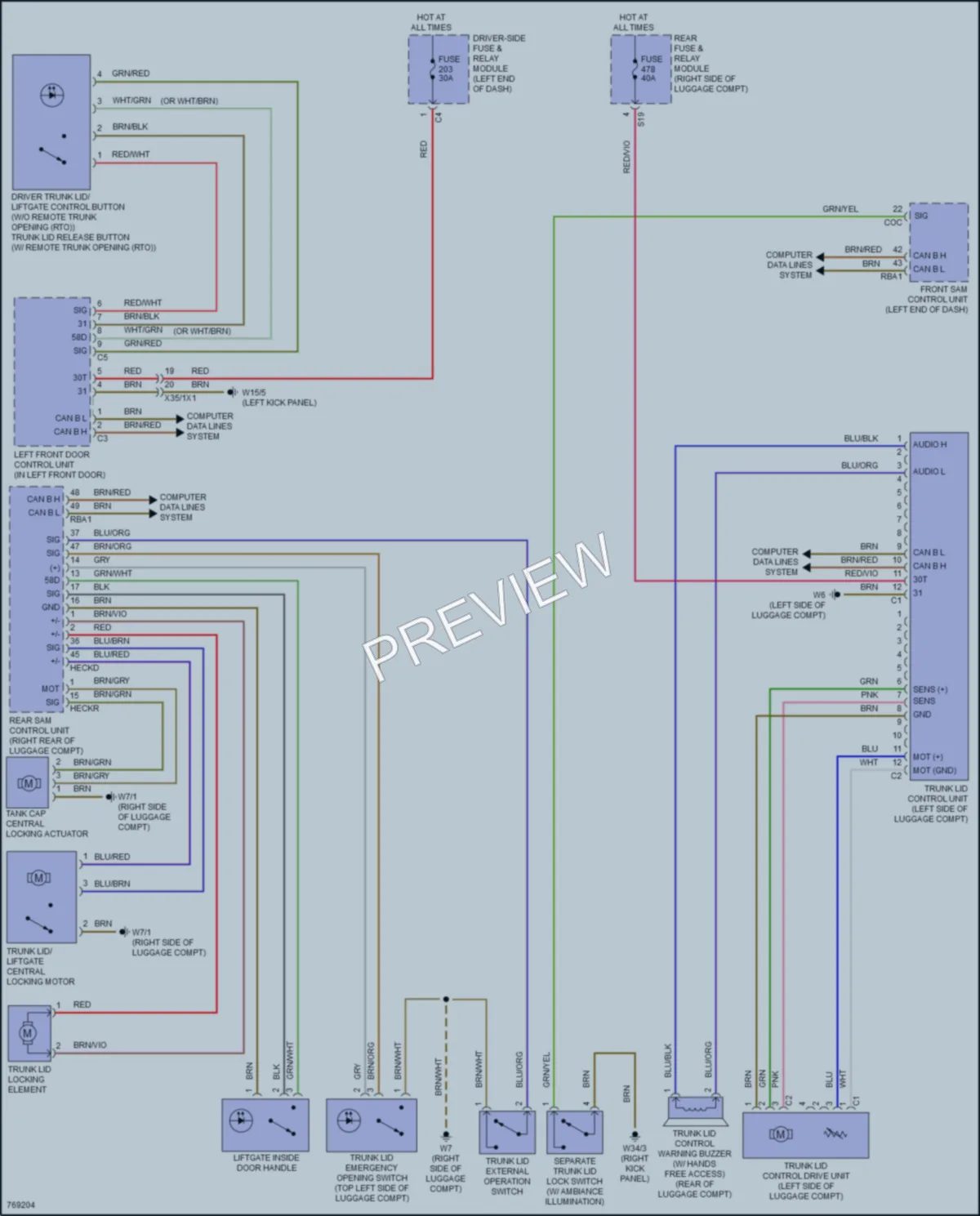2021 MercedesBenz E350 Trunk Tailgate Fuel Door wiring diagram preview
