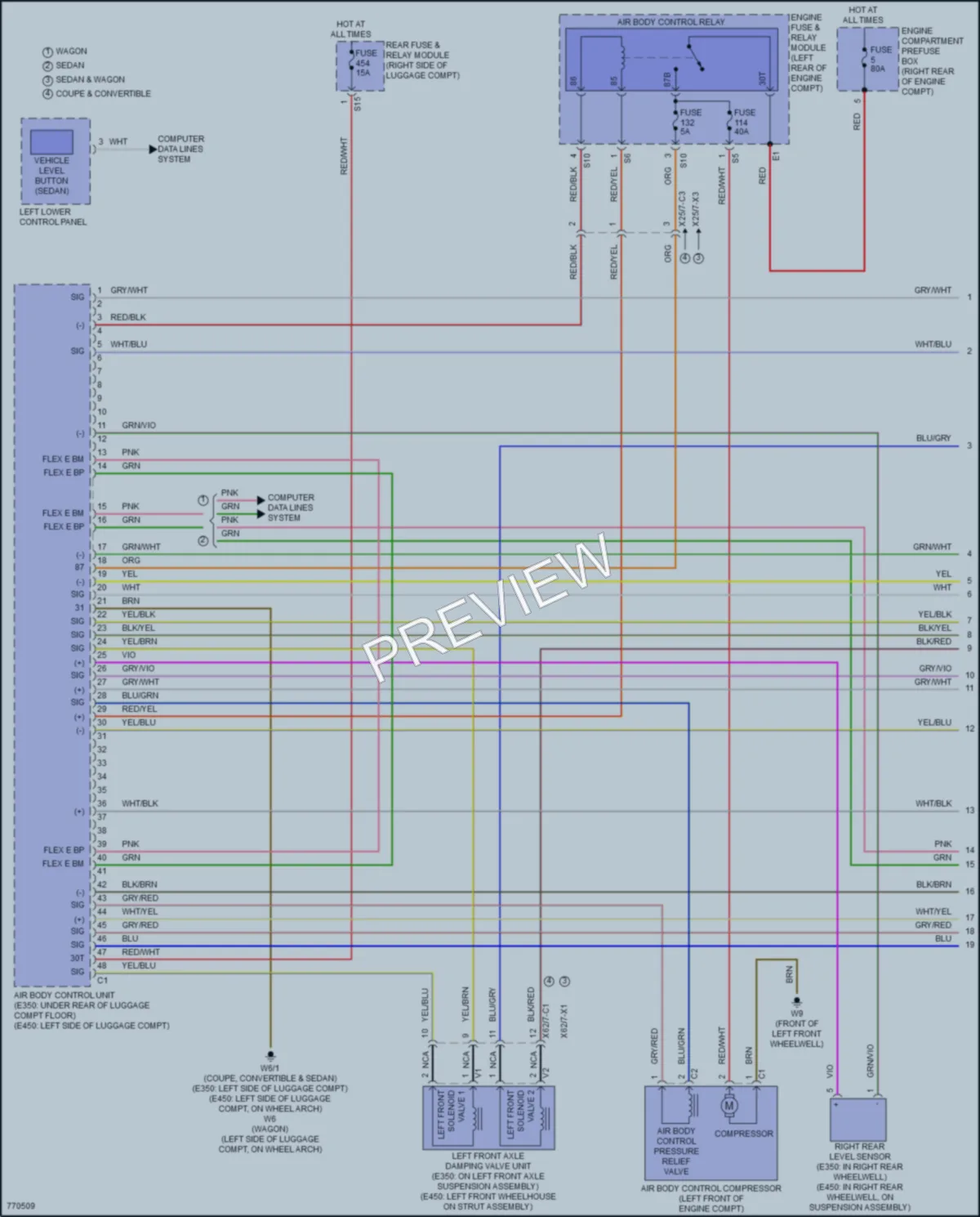 2021 MercedesBenz E450 Electronic Suspension wiring diagram preview