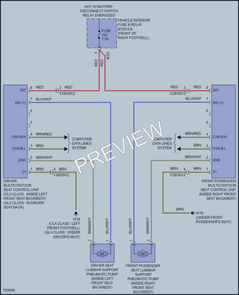 2021 MercedesBenz GLB250 Power Seats wiring diagram preview