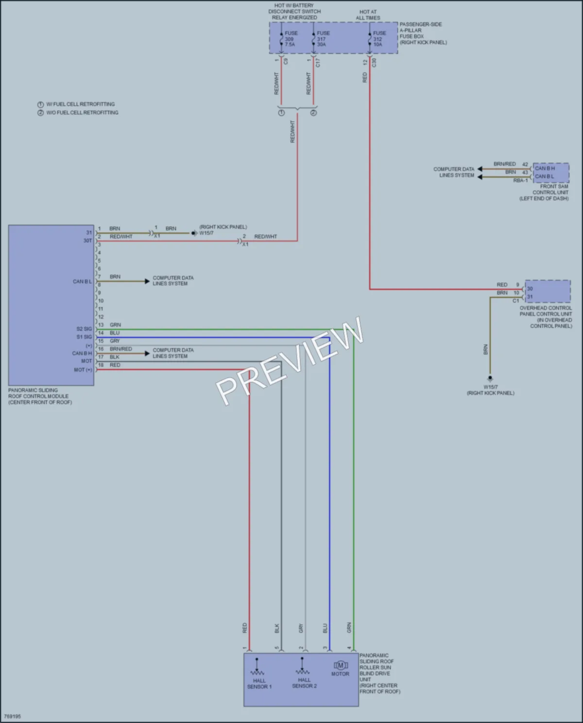 2021 MercedesBenz GLC300 Power Top Sunroof wiring diagram preview