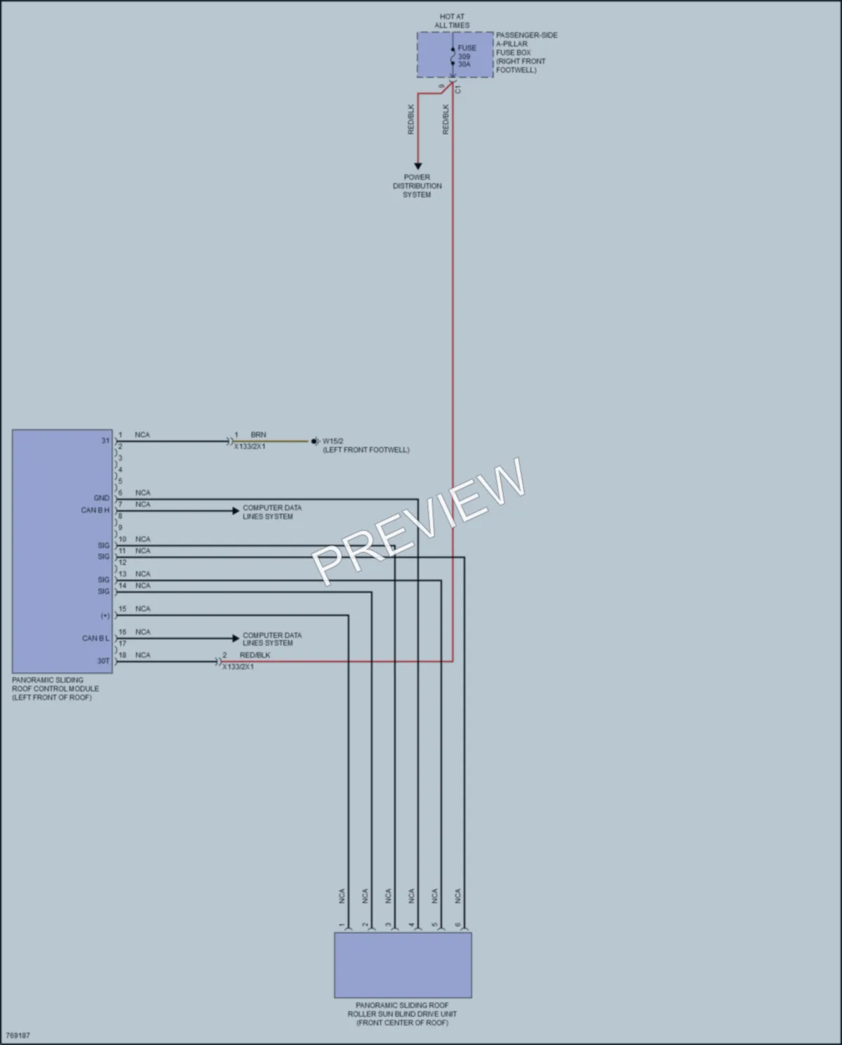 2021 MercedesBenz GLS450 Power Top Sunroof wiring diagram preview