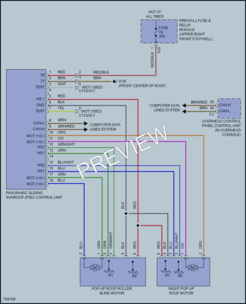2021 MercedesBenz Metris Power Top Sunroof wiring diagram preview