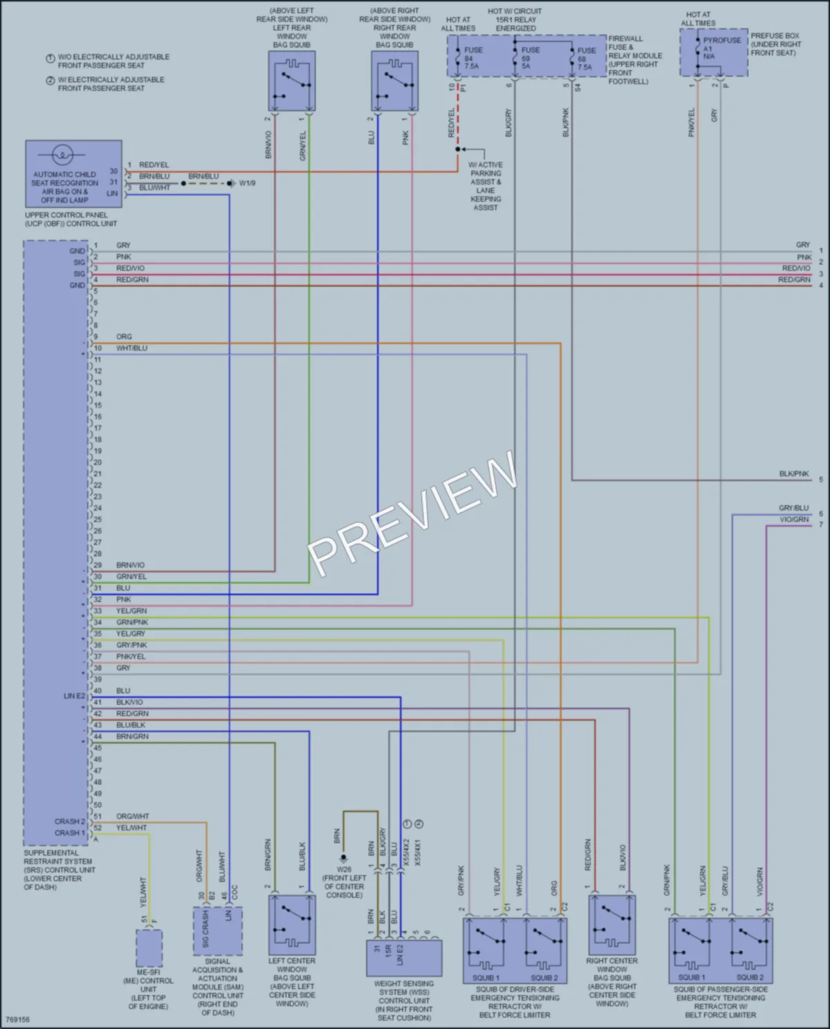 2021 MercedesBenz Metris Supplemental Restraints wiring diagram preview