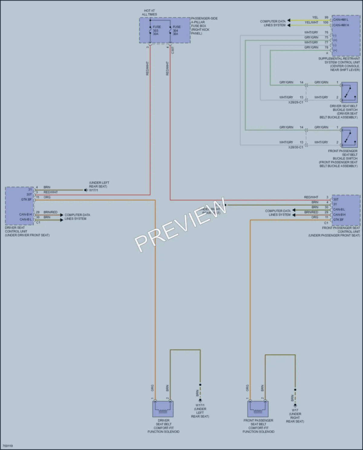 2021 MercedesBenz S560 Passive Restraints wiring diagram preview