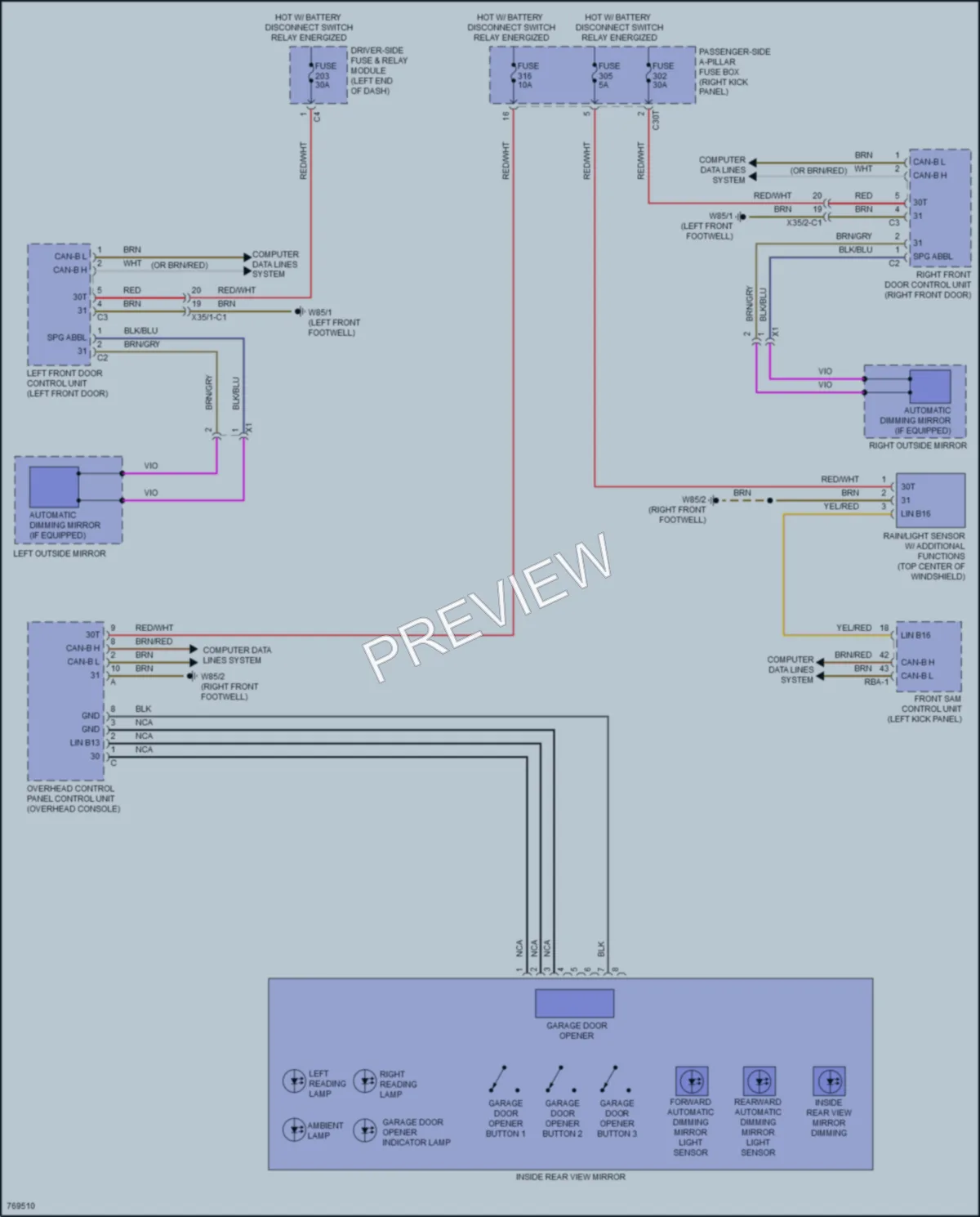 2021 MercedesBenz S560 Power Mirrors wiring diagram preview
