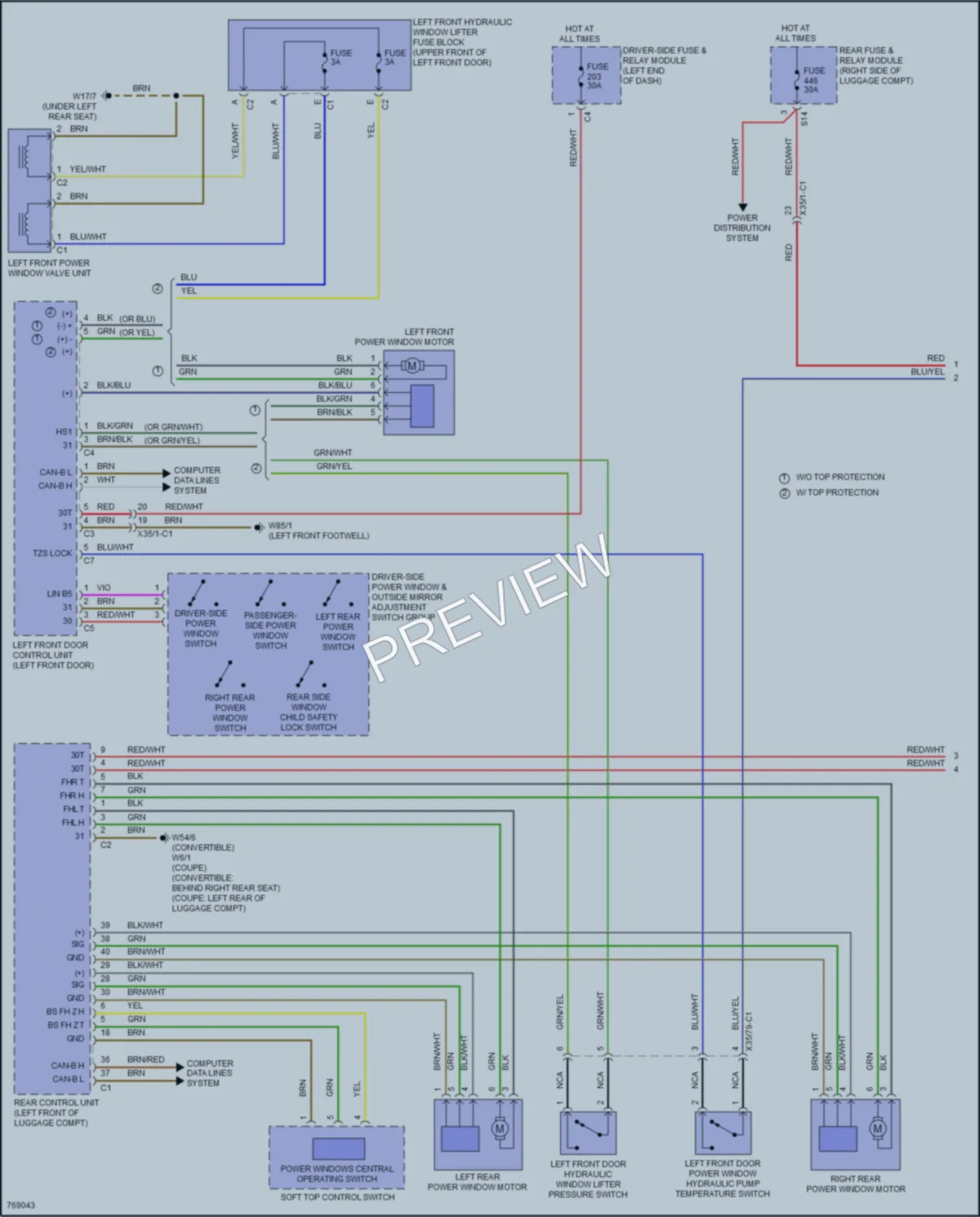 2021 MercedesBenz S560 Power Windows wiring diagram preview