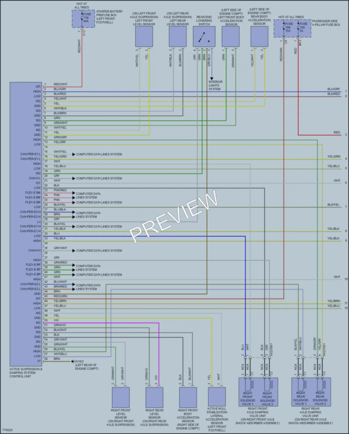 2021 MercedesBenz S580 Electronic Suspension wiring diagram preview