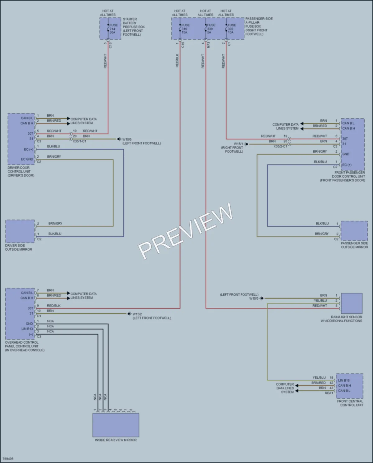 2021 MercedesBenz S580 Power Mirrors wiring diagram preview