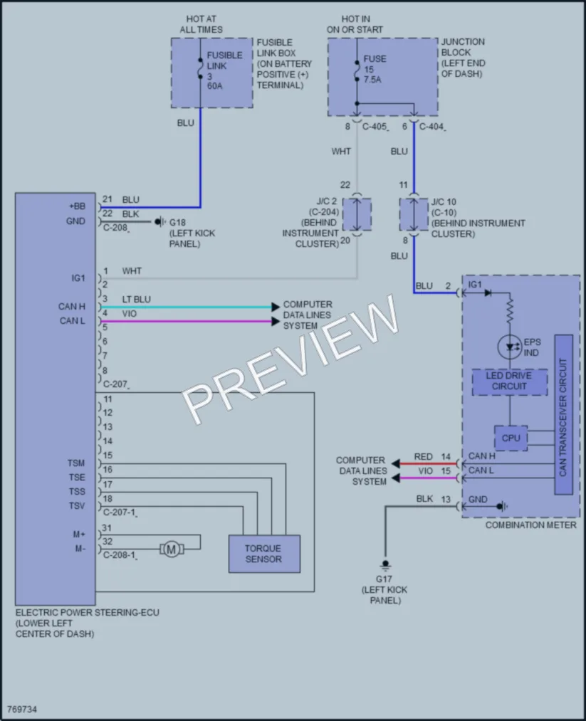 2021 Mitsubishi Mirage Electronic Power Steering wiring diagram preview