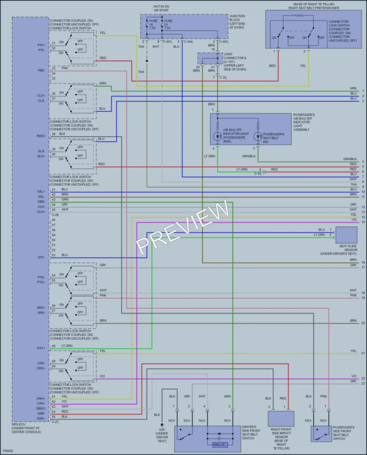 2021 Mitsubishi Mirage Supplemental Restraints wiring diagram preview